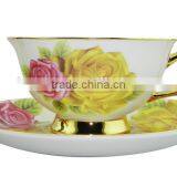 200ML Bone China Flower Pattern Coffee Mug With Saucer Set