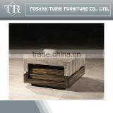 Small Square Ebony Veneer White Marble Top Coffee Table thumbnail-3