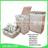 New Wicker Hole Weaving Square Laundry Bin With Lid Large thumbnail-1