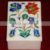 White Marble Stone Inlay Box thumbnail-1