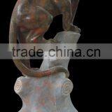 White and Brown Marble Leopard Sculpture for Sale thumbnail-1