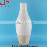 Glazed ceramic wooden finish wedding centerpiece vase, tall white vases