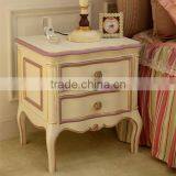 French Style Hand Carvd Wooden Luxury Chic Nightstand With Golden Rim - BF07-70355N thumbnail-1