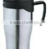 450ml Stainless Steel Inner Plastic Outer Steel Vacuum Cup/auto Mug/Travel Mugs/coffee Cup With Handle and Lid thumbnail-3