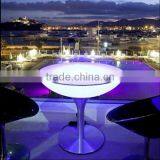 Stainless Steel Rack Led Round Coffe Table, Led Cocktail Table With IR Remote Control
