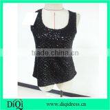 Top sale black sequin tops with jersey back