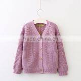 Good Quality V-neck Girl's Cardigan Sweater Design for Children Autumn Wear thumbnail-2