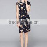 Classic Short Sleeve V Neck Slim Fit Ladies Dress thumbnail-1