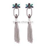 Bohemian Jewelry Rhinestone Gems With Long Chain Tassel Charms Earrings for Women thumbnail-3
