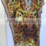 ANIMAL PRINT CAFTAN Digital Print Crepe 100% Silk LONG Kaftan Tunic Poncho thumbnail-2