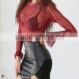 Runwaylover 113 2017 Ladies 2017 Sexy Flare Sleeve Lace Transparent Blouse thumbnail-3