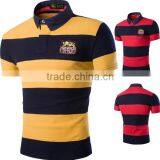 2016 Custom Factory Wholesale Striped Tee Shirt Men Short Sleeve Polo Turn-down Collar Man Shirt