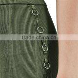 2017 OEM Ladies Fashion Midi Tube Khaki Skirt With Side Metal Detrails thumbnail-4