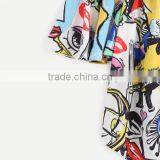 2017 New Designs Off Shoulder Printed Character Pattern Ladies Short Sleeve Blouses thumbnail-4