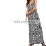 Latest Summer Sexy Women Beach Long Dress Striped Satin Casual Fashion V-neck Beach Wear Dress thumbnail-2
