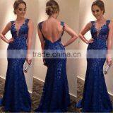 Fashion Deep V Neck Backless Maxi Long Dresses Lace Sexy Women Prom Dress for Sale thumbnail-2