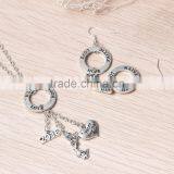Circle Ring Antique Silver Message " FAITH LOVE HOPE " Heart "Happy New Year " 2016 Pendants Jewelry Necklace Earring Set thumbnail-2