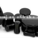 Saddle Double Flare Black Agate Ear Plug Organic Body Jewelry, Stone Flesh Tunnel/(ear Expander) Body Piercing Jewelry thumbnail-1