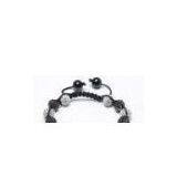 Shamballa Bracelet, Clear & Black Crystal Pave Alloy Beads thumbnail-1