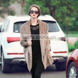 New Style Ladies Long woman coat elegant flannel fleece waist hanging buckle