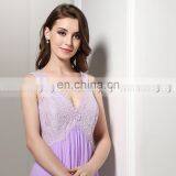 Wholesale Elegant V Neck Lace Top Chiffon Simple Long Evening Dresses SD386 thumbnail-5