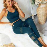 Women's 2 Piece Outfits Yoga Wear Sets Crop Top Legging Workout Suit Swear thumbnail-2