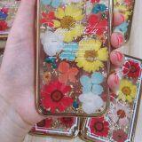 Golden Edge Epoxy Phone Case Flower Phone Case Floral Mobile Cover thumbnail-3