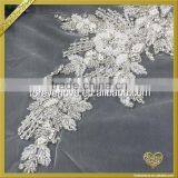 Lace Base Sew On Rhinestone Pearl Beaded Appliques Bridal Wedding Dress Appliques FHA-058 thumbnail-5