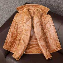 2021NEW FASHION WASHED MEN'S GENUINE COWSKIN LEATHER JACKET FACTORY HOT SALE thumbnail-5