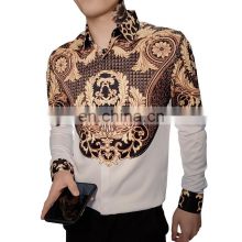 Clothing manufacturers wholesale men's new casual 3D printing cardigan personality long-sleeved lapel shirt