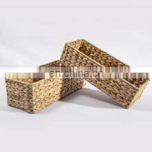 HBK Rectangle Water Hyacinth Woven Rattan Storage Basket Storage Box for Bathroom and Kitchen Storage thumbnail-4