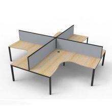 DELUXE 4 PERSON PROFILE LEG CORNER WORKSTATION POD WITH SCREEN thumbnail-1