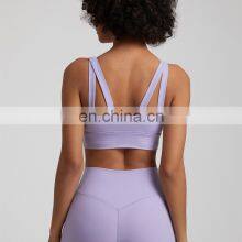 High Neck Hollow Out High Quality Breathable Yoga Tops Gym Backless Crop Sports Bras Nylon Spandex thumbnail-2
