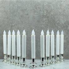 Christmas Candlesticks Automatictimer Remote Control Silver Removable Holders Window Wick Candles thumbnail-3