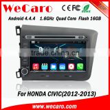 Wecaro android 4.4.4 car dvd Dashboard Placement 8" for honda civic navigation USB SD TV tuner 2012 2013