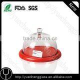 Red Color Clear Glass Cake Dome,Glass Cake Cover thumbnail-1