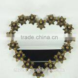 French Style Vintage Antique Heart Shape Decoration Metal Wall Mirror thumbnail-2