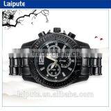 High Quality Fashionable Men's Stainless Steel Quartz Analog Watch With 3 x Sub-dial (Black) thumbnail-1