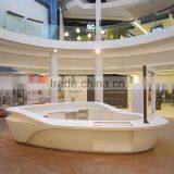 Red and White Solid Surface Acrylic Resin Stone Reception Desks