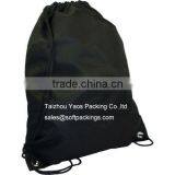 Black Eco Bag Polyester, Blank Reusable Grocery Backpack Shopping Bag, Promotional Polyester Drawstring Bag, Custom String Bag thumbnail-1
