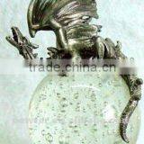 Bronze Metal Dinosaur Crystal Ball Craft