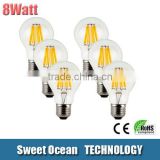 A19 8W LED Filament Bulb 60W Equivalent, E26 Base, 2700K, dimmable