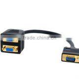 Gold Plated VGA 1 FeMale to Dual 2 VGA Female Converter Splitter Y Cable