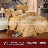 Gold Color Jacquard Cotton Bed Doona Bed Cover Set NEW thumbnail-1