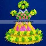 2014 New Fashion Cheerleading Grass Skirts With Flower Trim