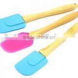 Hot Sell 3-Piece Silicone Spatula Set WIth Wooden Handle