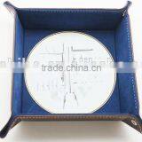 Square Leather Tray Home Storage pu Leather Tray