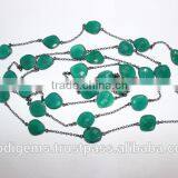 Green Onyx Fancy Bezel Beads Chain Garland