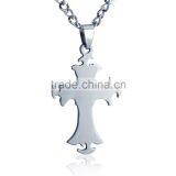 Women Men's 316L Stainless Steel Unique Smooth Flat Cross Pendant Necklace thumbnail-1