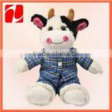 Manufacture Decoration pv Velvet Scots Style Dress Cow Toy
